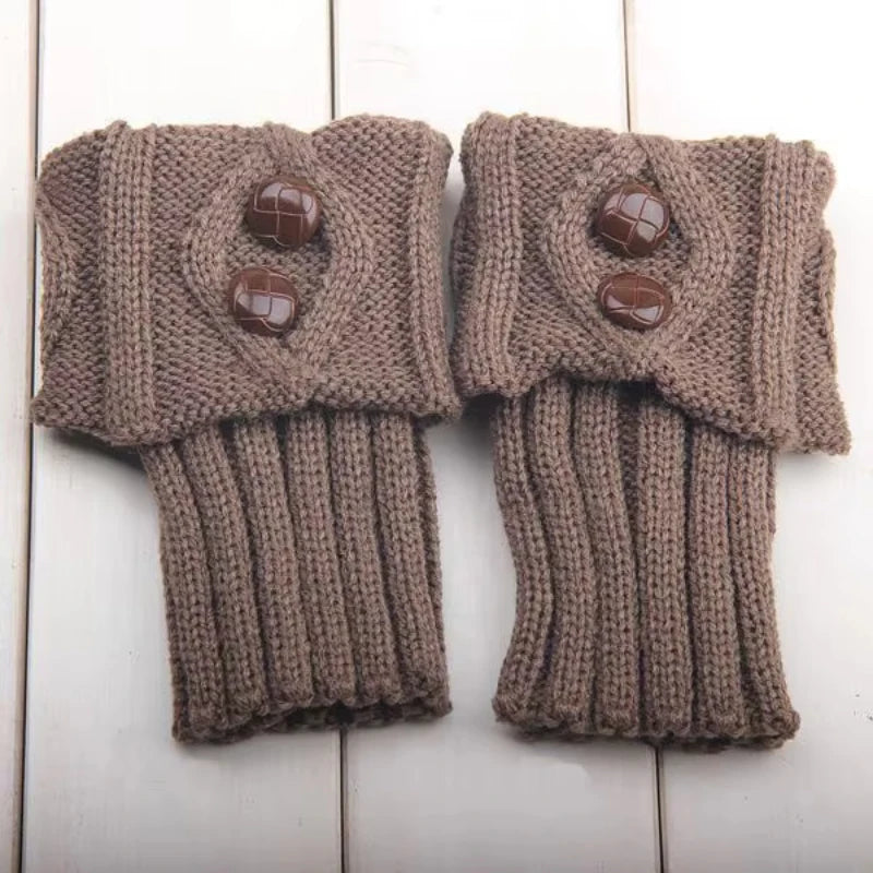 Women's Knit Boot Cuffs, Short Leg Warmers with Buttons