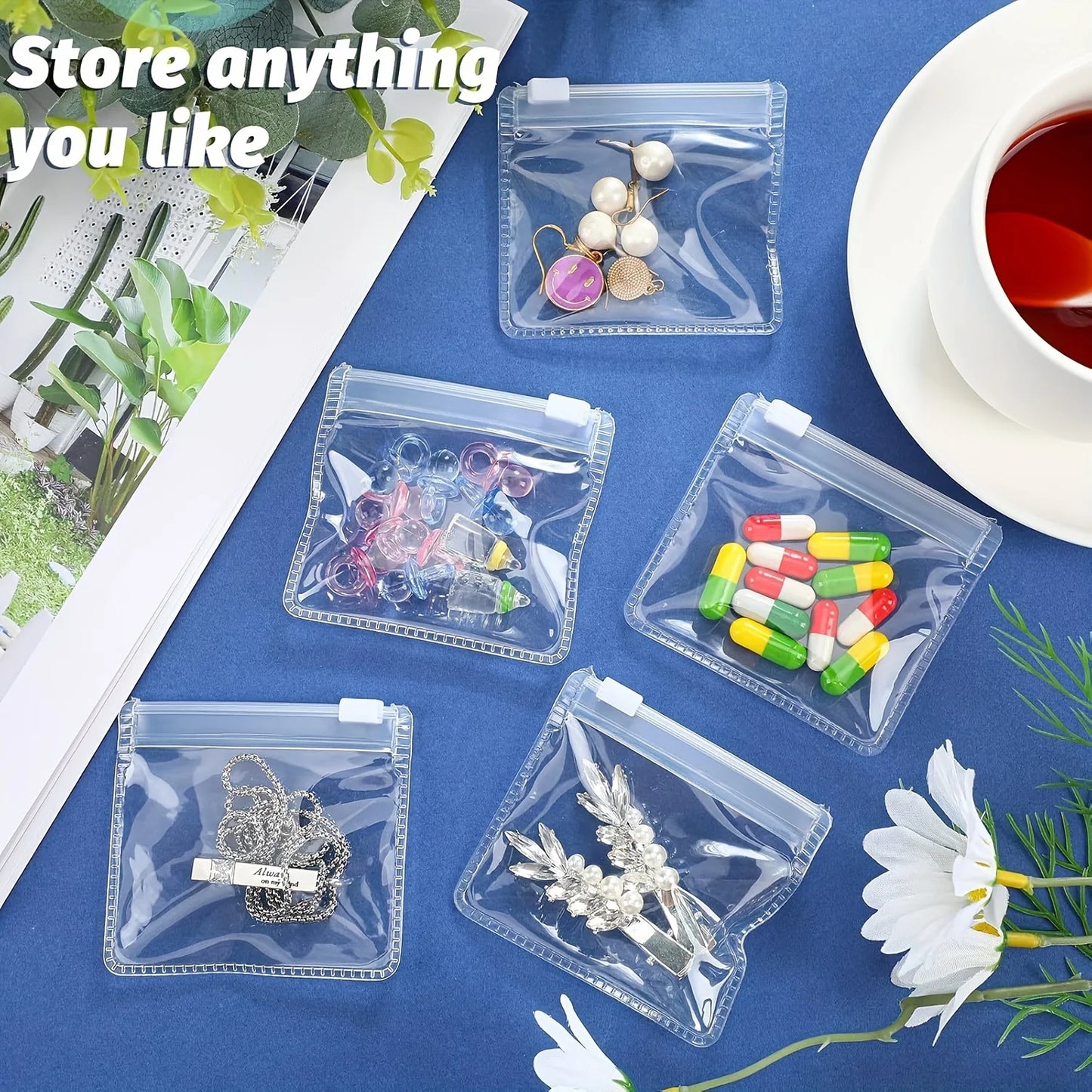 3/15/30Pcs Clear Eva Zipper Pill Bag Medicine Soft Plastic Trinkets Jewelry Storage Bag Waterproof Plastic Zipper Bag