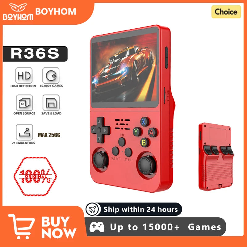 R36S 128G Retro Handheld Game Console Linux System 3.5Inch IPS Screen Portable Pocket Video Player 2 Joystick 64G Kid Gift