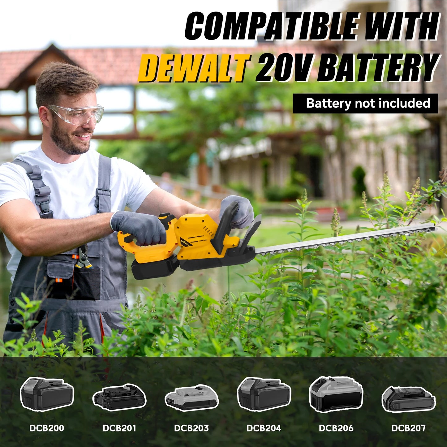 Brushless Cordless Hedge Trimmer – Compatible with Dewalt 20V Battery (Battery Not Included)