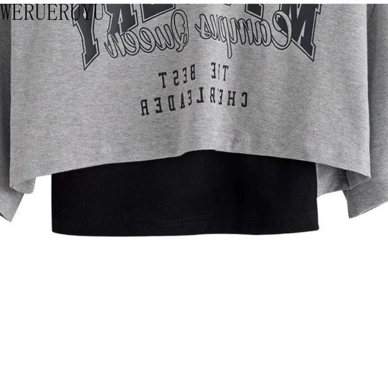 Y2K Graphic Crop Top – Vintage Print Short-Sleeve Tee