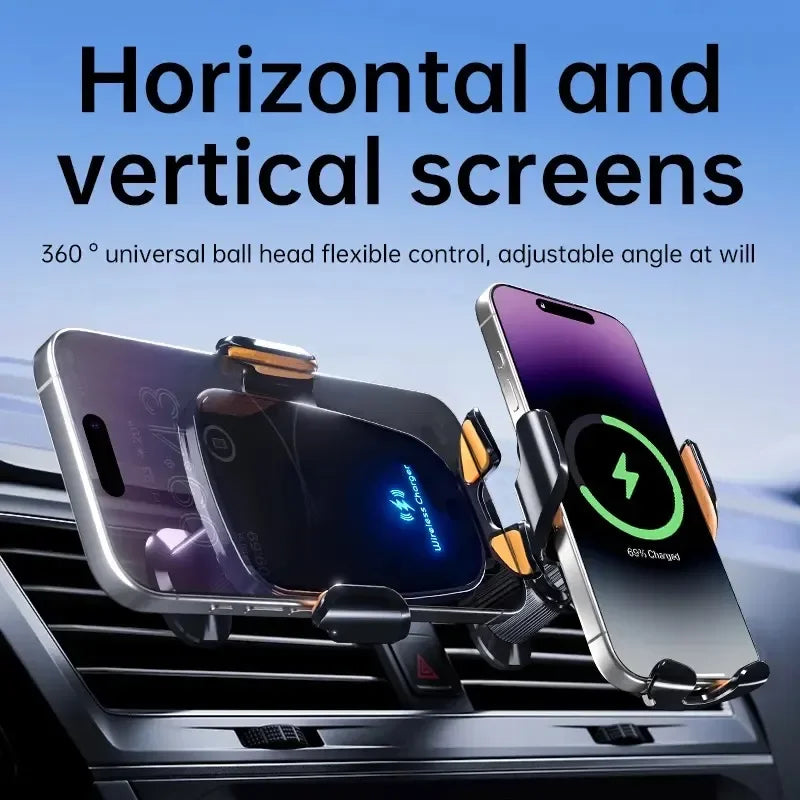 UYUXIO  Wireless Car Charger Air Vent Fast Charging Phone Holder in Car for iPhone 16 Pro Max 15 14 12 13 Samsung Android Phones