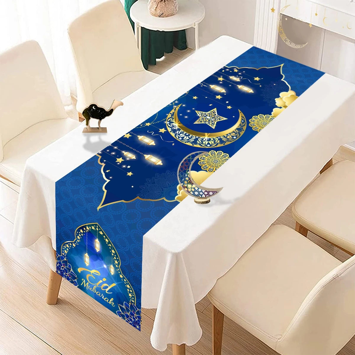 Eid Mubarak Table Runner Ramadan Tablecloths Ramadan Kareem Decoration for Home 2026 Islamic Muslim Party Eid Al Adha Gifts