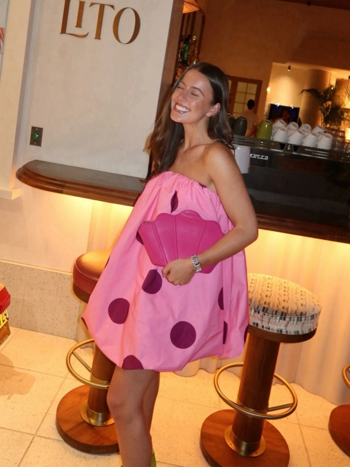 Strapless Polka Dot Mini Dress - Pleated Summer Party Dress