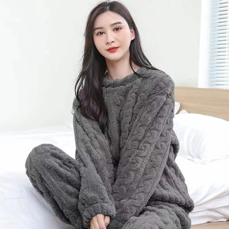 Women's Ribbed Velvet Pajama Set, Pullover and Pants
