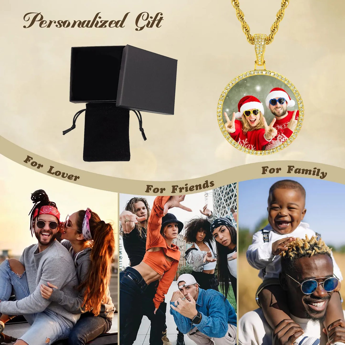 Circle Chain Picture Customiz Photo Necklace Men Women Personalized Jewelry Customized Any Picture Pendant Mothers or Lover Gift
