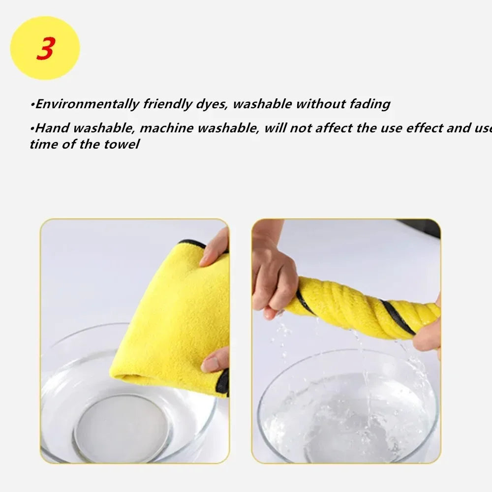 2PCS Yellow Microfiber Towels, 30x30cm Super Absorbent Cleaning Cloths, for Car Wash, Glass, Home & Pet Care