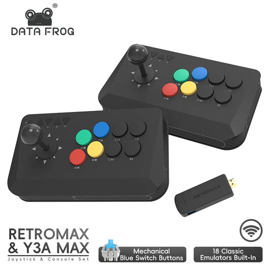 Data Frog Y3A Max Wireless Arcade Stick – 27 Emulators, Turbo Mode | PC, Android & TV Box Fighting Game Joystick