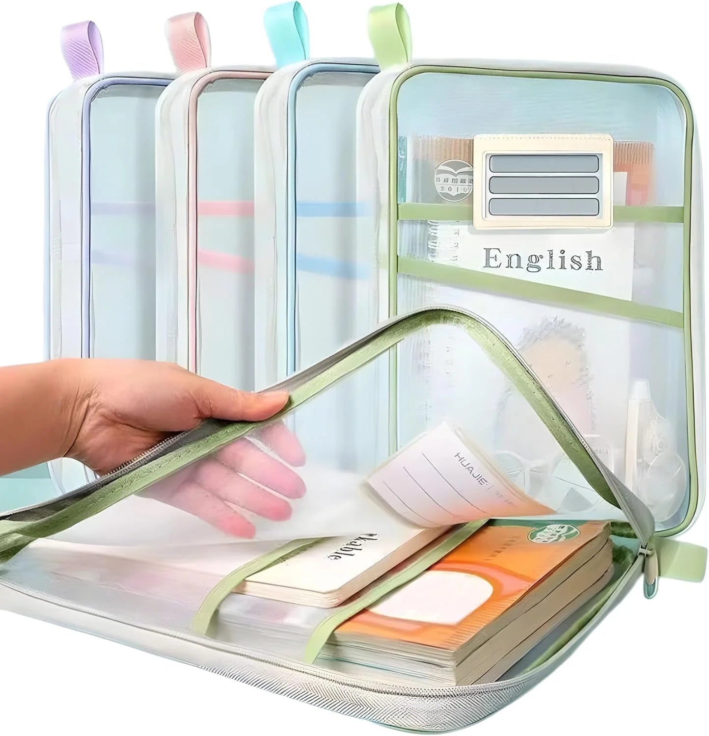 A4 Stationery Storage Bag Double-layer Mesh Zipper Bag Large Capacity Organizer Folders School Office Supplies Stationary Bag