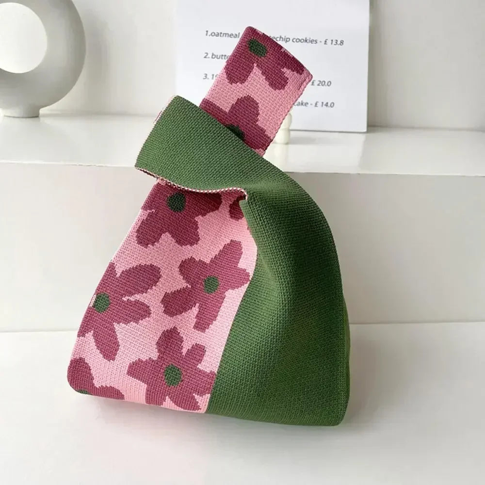 Cat Knit Handbag Fashion Knit Handmade Shopping Bags High-capacity Knot Wrist Bag Girls