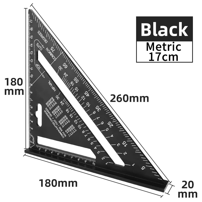 7" Aluminum Alloy Try Square & Triangle Ruler — Carpenter Measuring Tool
