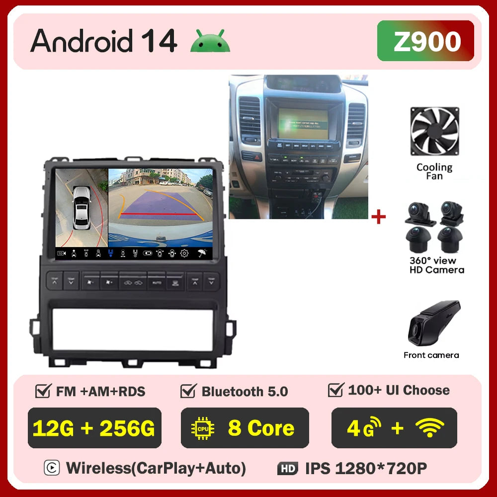 Android Car Stereo for Toyota Land Cruiser Prado & Lexus GX470 (2002–2009) — CarPlay, GPS Navigation, Multimedia