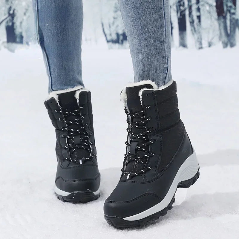 Women's Platform Wedge Snow Boots - Fur Lined Non-Slip Ankle Boots - photo 2