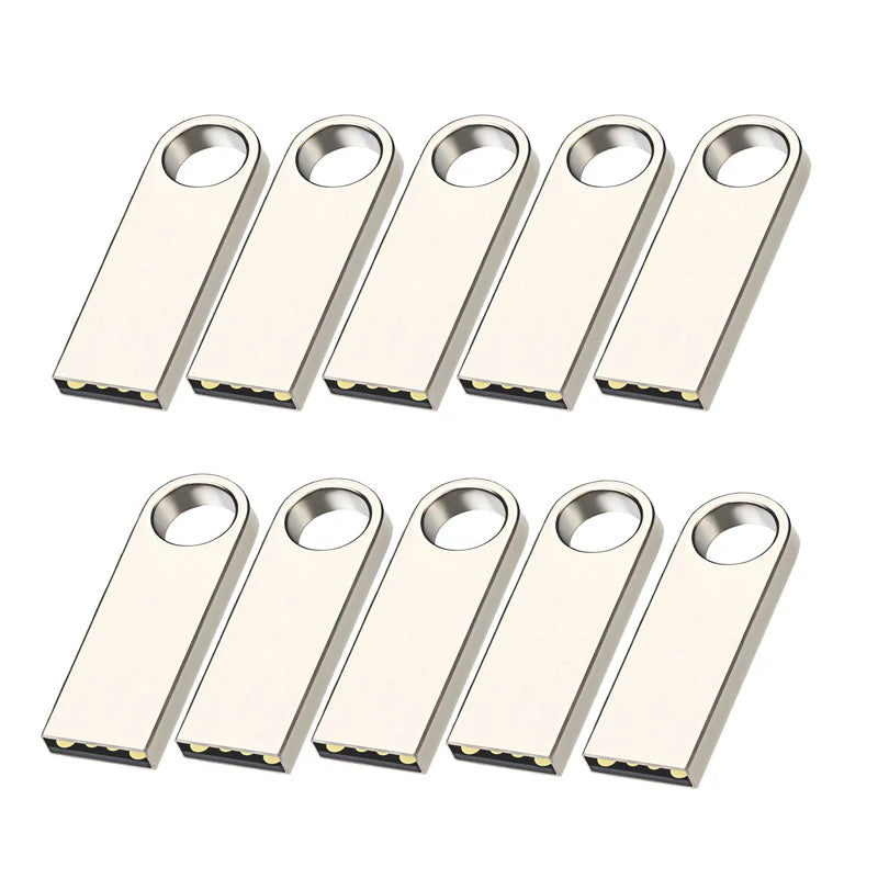 Metal USB 2.0 Flash Drive 10-Pack — Bulk Memory Sticks 4GB to 128GB