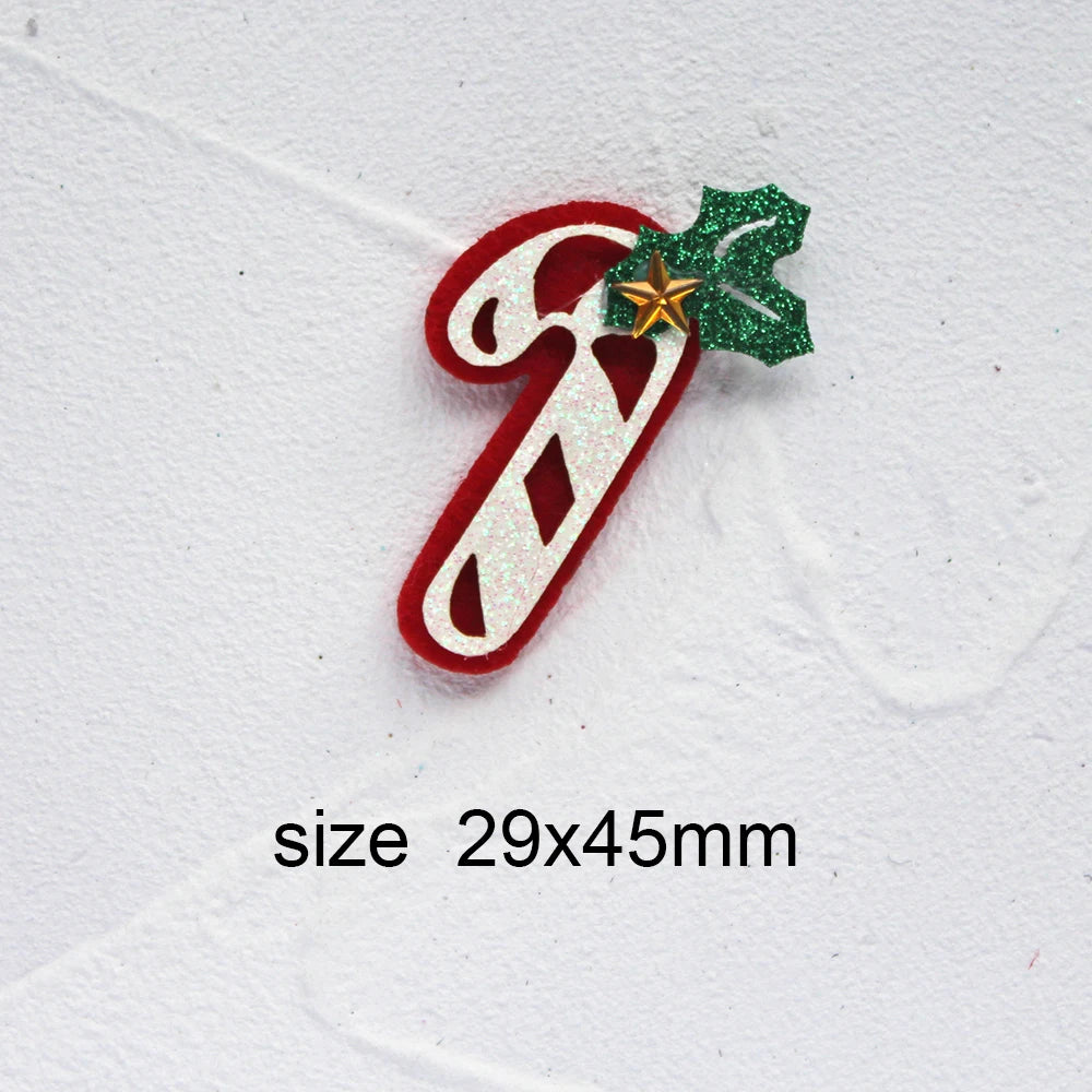 10pcs Glitter Padded Applique Reindeer with Red Nose  for DIY Christmas Hair Clips Bow Accessories Felts Supply Party Decor