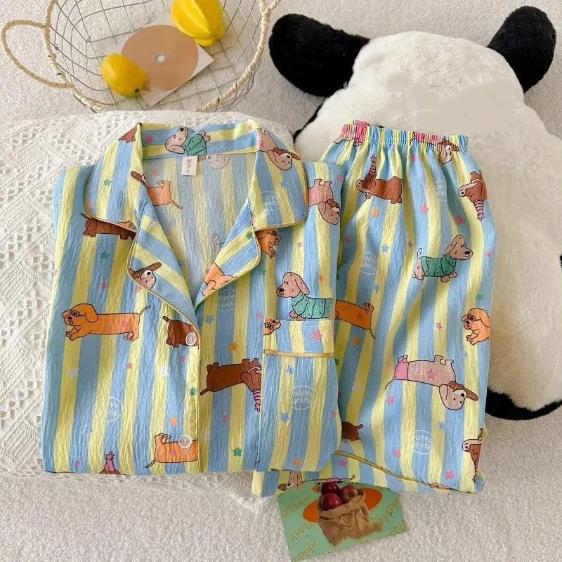 Star Stripe Dog Print Women's Pajama Set - Summer – photo 4