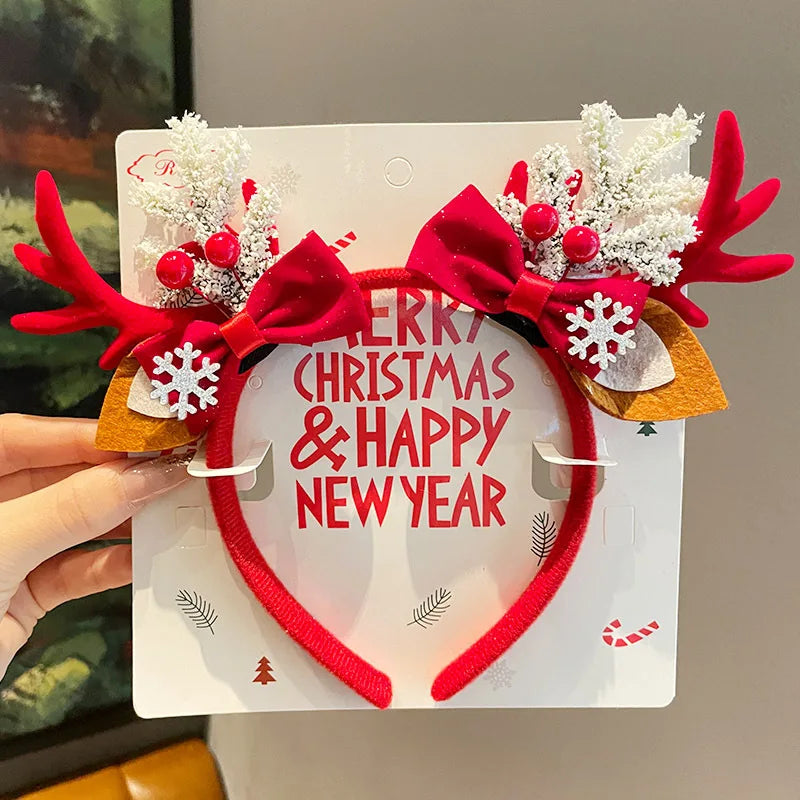 Christmas Decoration Hairband Cute Antler Santa Claus Snowflakes Christmas Eve Headwear Fashion New Year Party Hair Accessories