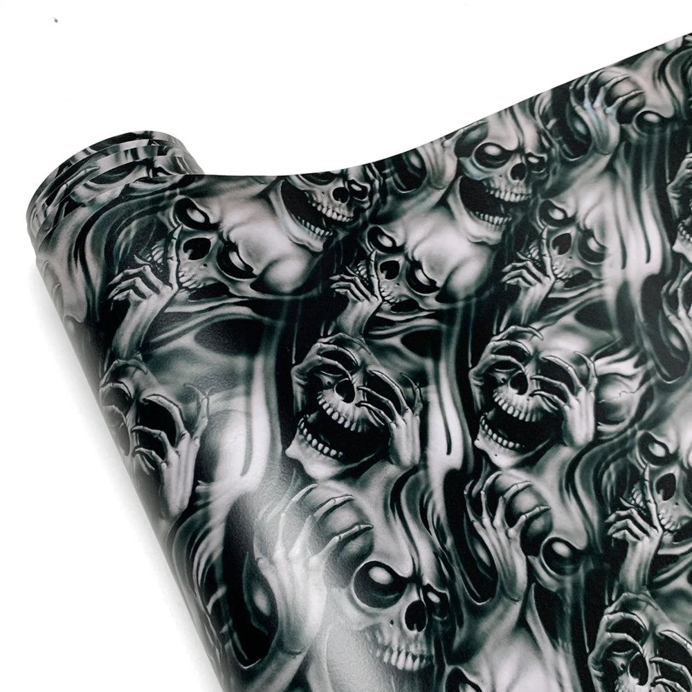 Skull Camo Car Wrap Vinyl — Motorcycle &amp; Auto Body Sticker Film