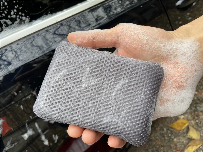 Lucullan 3 Color Microfiber Bug Sponge For Car Washing Ultra Soft Mesh Sponges to Clean Glass Paint Dirty