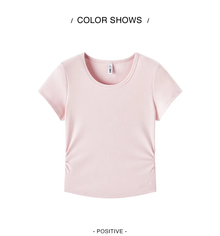 Semir Short Sleeve T-Shirt Women Cropped Slim Fit Shoulder Fit Design 2026 New Summer Embroidered Top Versatile for Chic Outfits