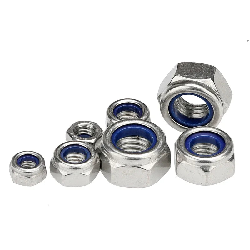 M2 M2.5 M3 M4 M5 M6 M8  M12 M14 M16 M18 M20  304 stainless Steel Nylon Insert Hex Lock Nuts A2 Hexagon Nyloc Self Locking Nut