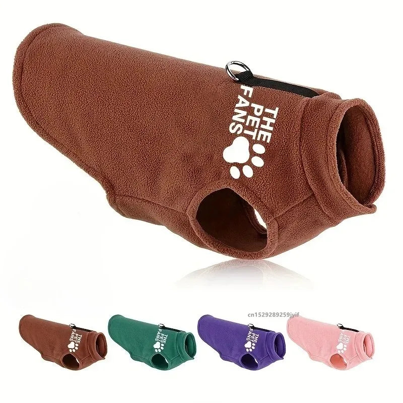Fleece Dog Coat with D-Ring - Warm Jacket for Small and Medium Dogs