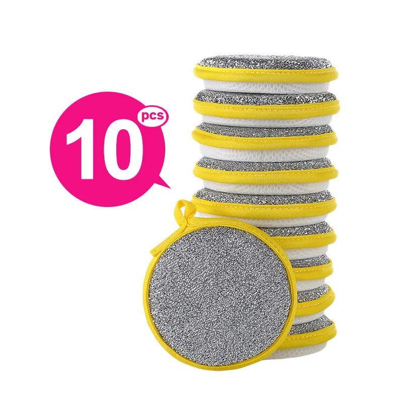 Kitchen Double-Sided Dishwashing Sponge Reusable Brushing Pots Wipes Pans Cleaning Cloth Home Grease Removal Dishwashing Cloth