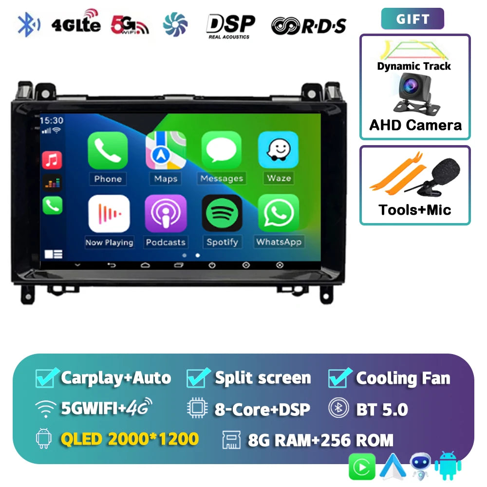 Android 16 For Benz Sprinter Volkswagen Crafter 2006 - 2016 2K QLED Android Car Radio Multimedia Video Player GPS stereo CarPlay