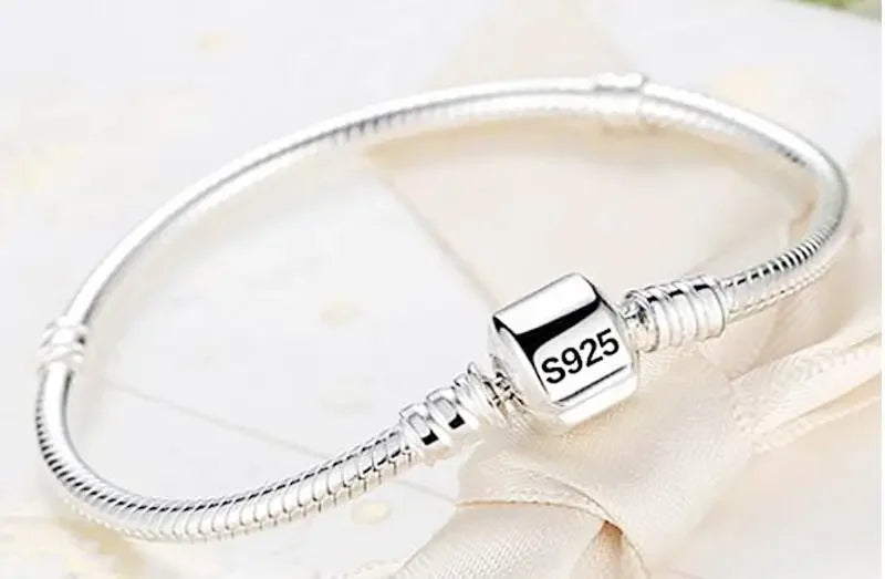 925 Sterling Silver Zircon Charm Bracelet – Snake Chain Bangle for Women | 5 Styles, 16–23cm