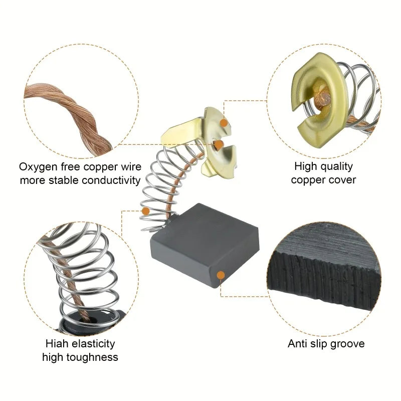 Carbon Brush Repair Kit Power Tool Electric Motor Replacement Parts Chainsaw Hand Drill Angle Grinder Graphite Brush Spring Part