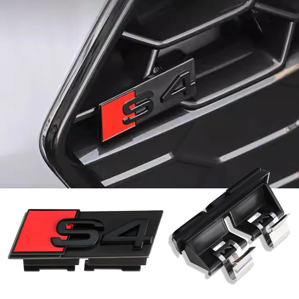 1pc ABS Car Styling Grill Front Hood Badge Grille Emblem Buckle Decoration For Audi S3 S4 S5 S6 S7 Logo Sticker Auto Accessories