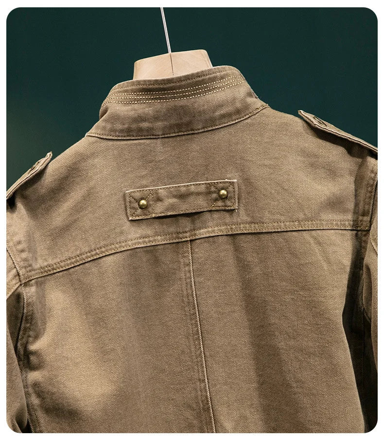 Men's Heavyweight Cotton Cargo Jacket with Pockets
