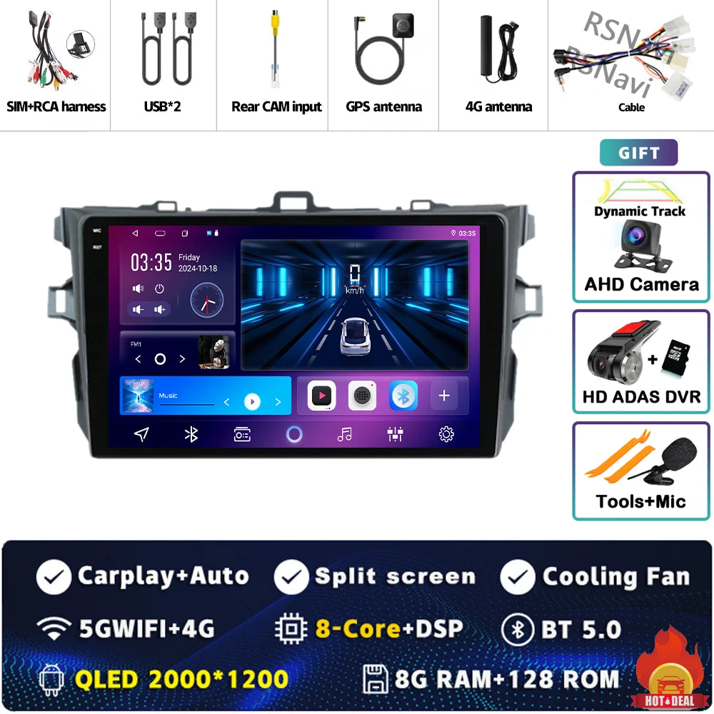 Android 16 Car radio Navigation Multimedia Player For Toyota Corolla 2006 2007 2008 2009 2010 2011 2012 2013 Carplay Auto Stereo
