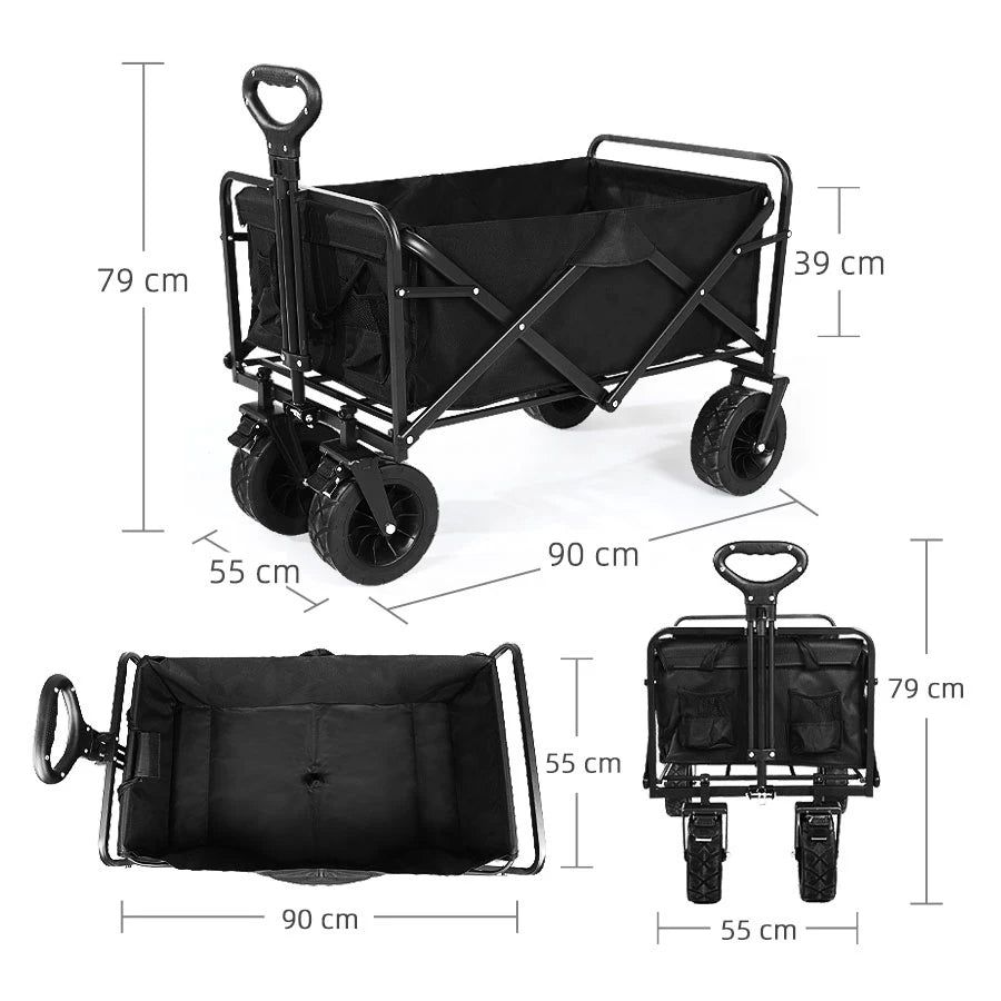 Heavy-Duty Folding Wagon Cart – Collapsible Utility Trolley for Garden, Beach & Camping
