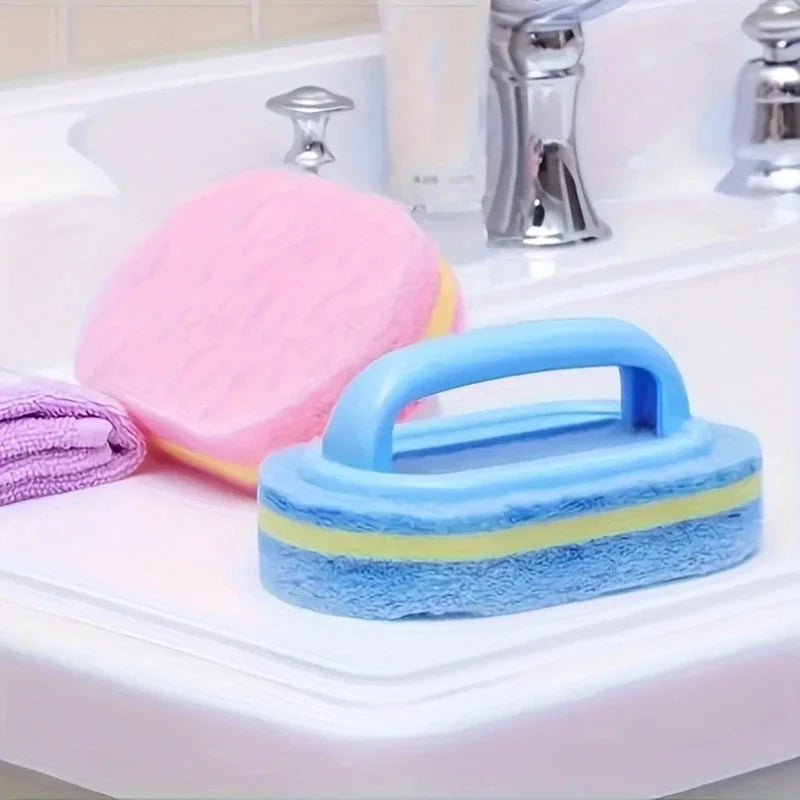 Tiles Sponge Cleaning Brush – Microfiber, Built-in Handle Safe for Hands, Strong Cleaning Power for Kitchen & Bathroom