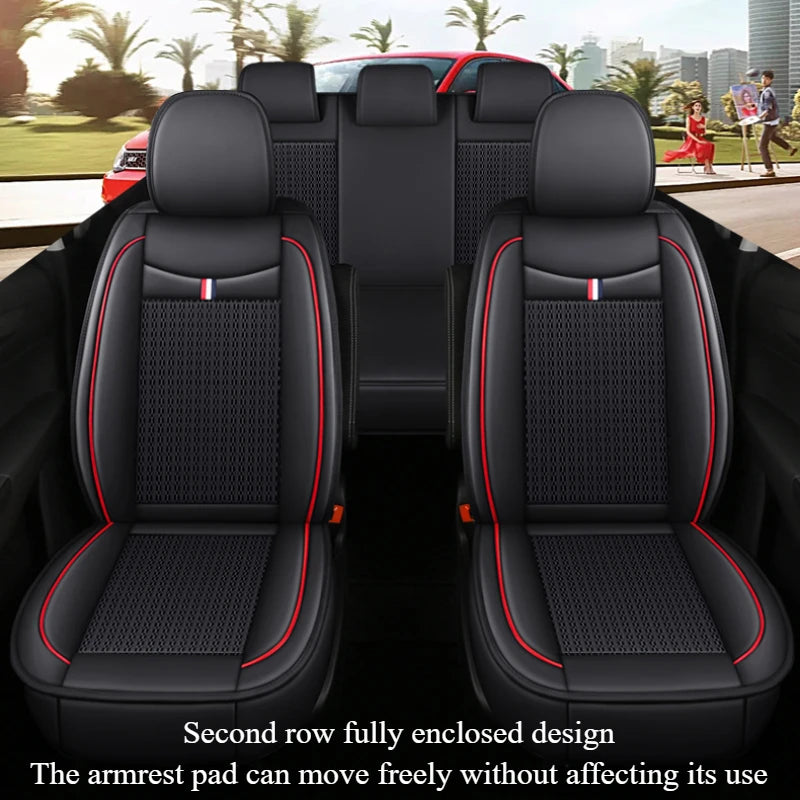 7-Seater Ice Silk & PU Leather Car Seat Cover Set for MPV
