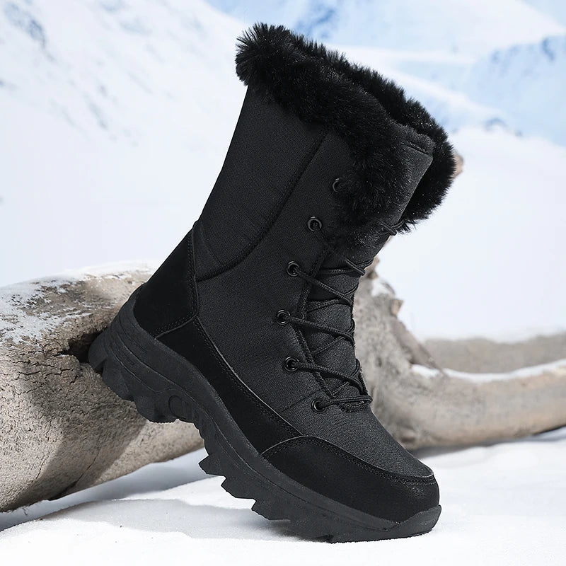 Women's Fleece Lined Mid-Calf Snow Boots - Thick High-Top Winter Boots
