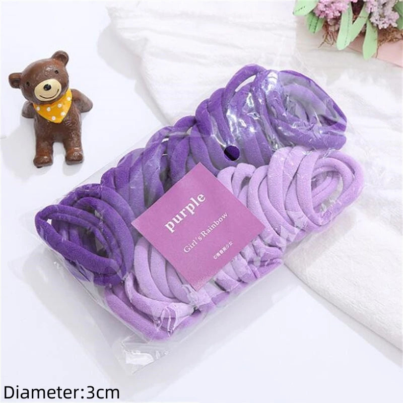 50pcs Black Elastic Hair Band Leagues Ties Colets Scrunchies Springs Gum Accessory For Girl Women No Damage Pigtails Holder Set