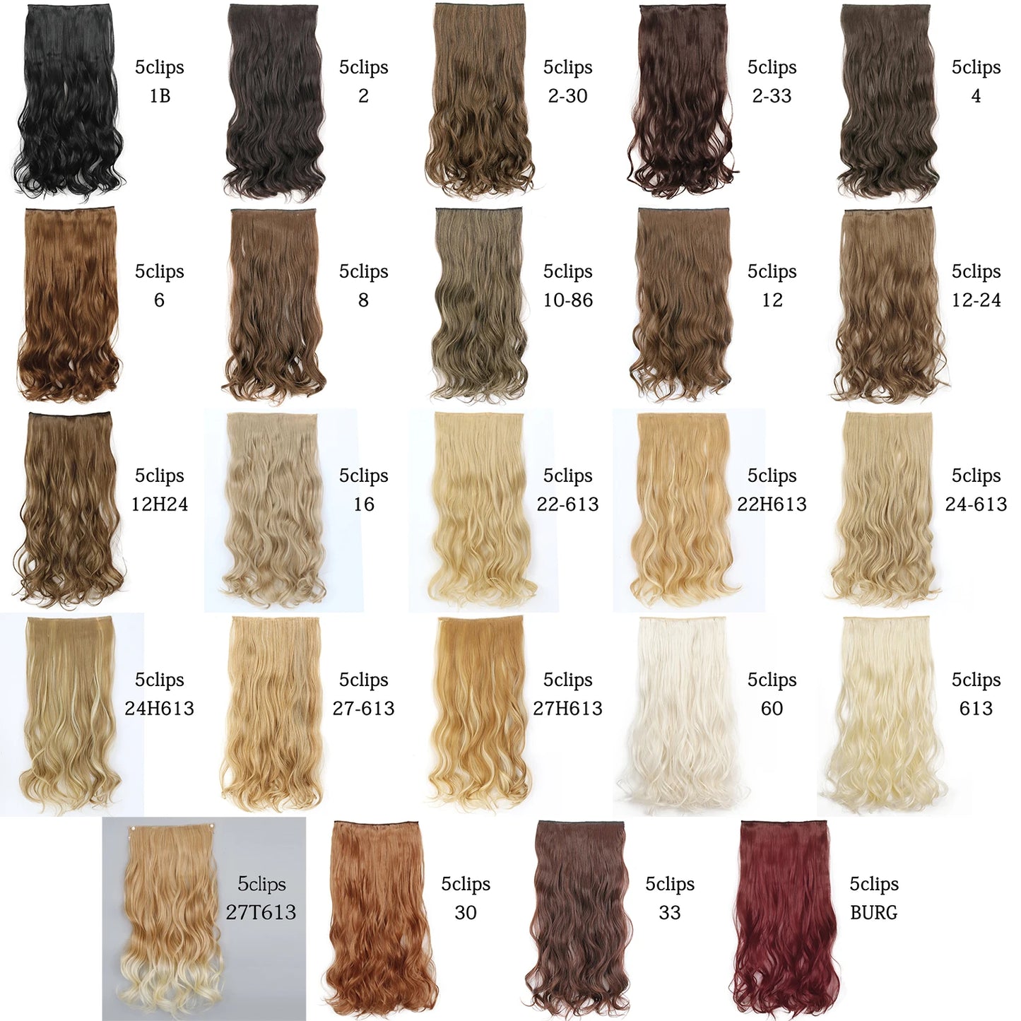 Synthetic 5 Clip In Hair Extensions Long Curly Hairstyle Hairpiece Natural Brown Black 80cm Heat Resistant  Fake Hair For Women