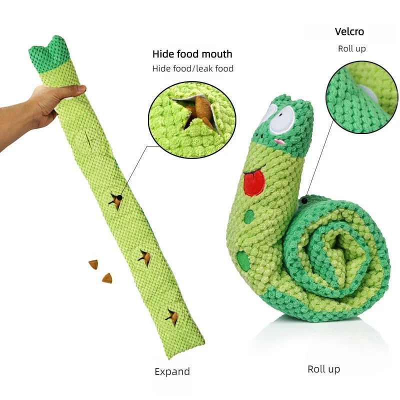 Snail Snuffle Puzzle Toy for Dogs - Plush Squeaky Treat Hider – photo 2