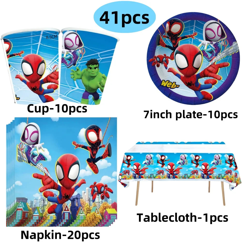 Spidey Birthday Party Tableware Paper Plate Decorations Spiderman Disposable Tableware Spidey and His Best Friend Party Supplies