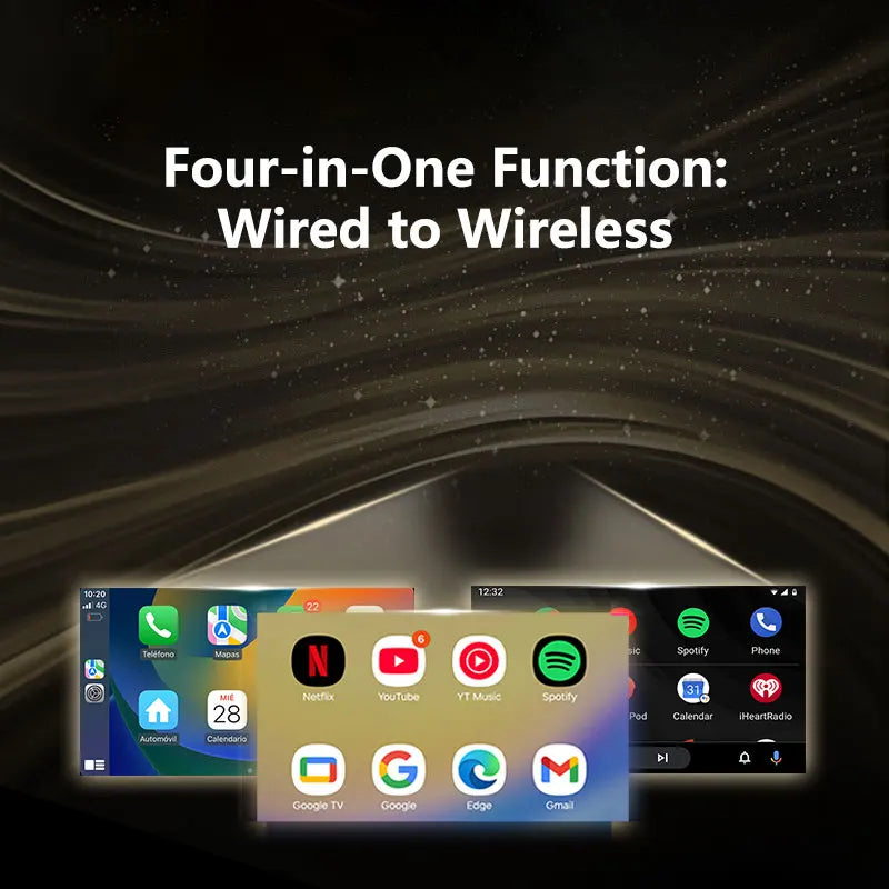 Lenovo 4-in-1 Wireless CarPlay Android Auto Adapter with Screen Mirroring ios CarPlay/Android Auto Wired & Wireless for Car
