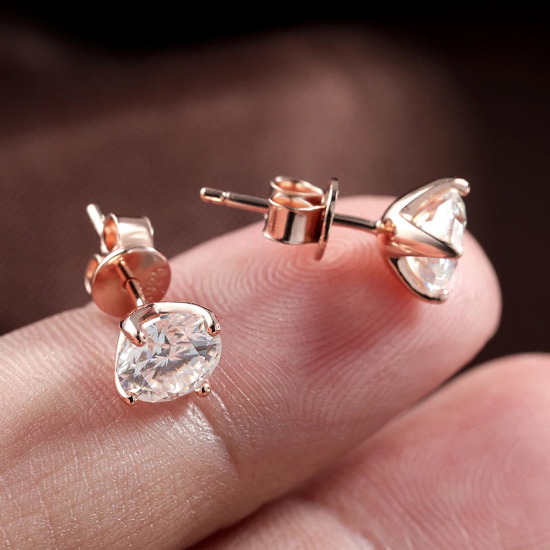 Smyoue 0.2-3CT Moissanite Stud Earrings for Women - 925 Silver, Rose Gold