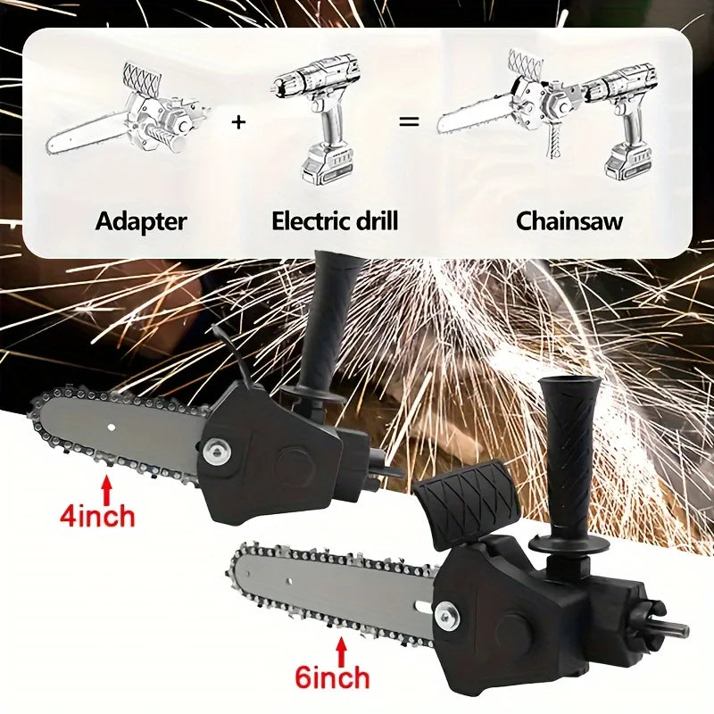 4/6“Mini Chainsaw Drill Conversion Electric Handheld Lawn Garden Saw Woodworking Log Cutting Home Use Portable Power Tool