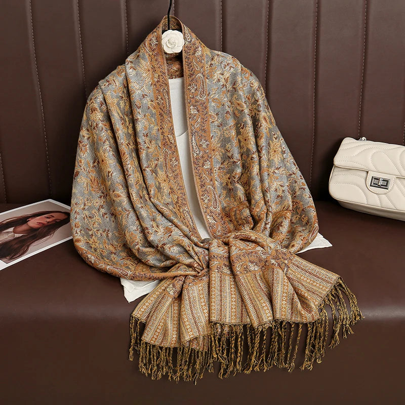Women's Printed Pashmina Shawl, Soft Winter Scarf