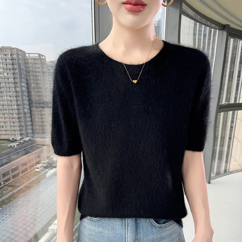 Women's Short Sleeve Knit Sweater Top