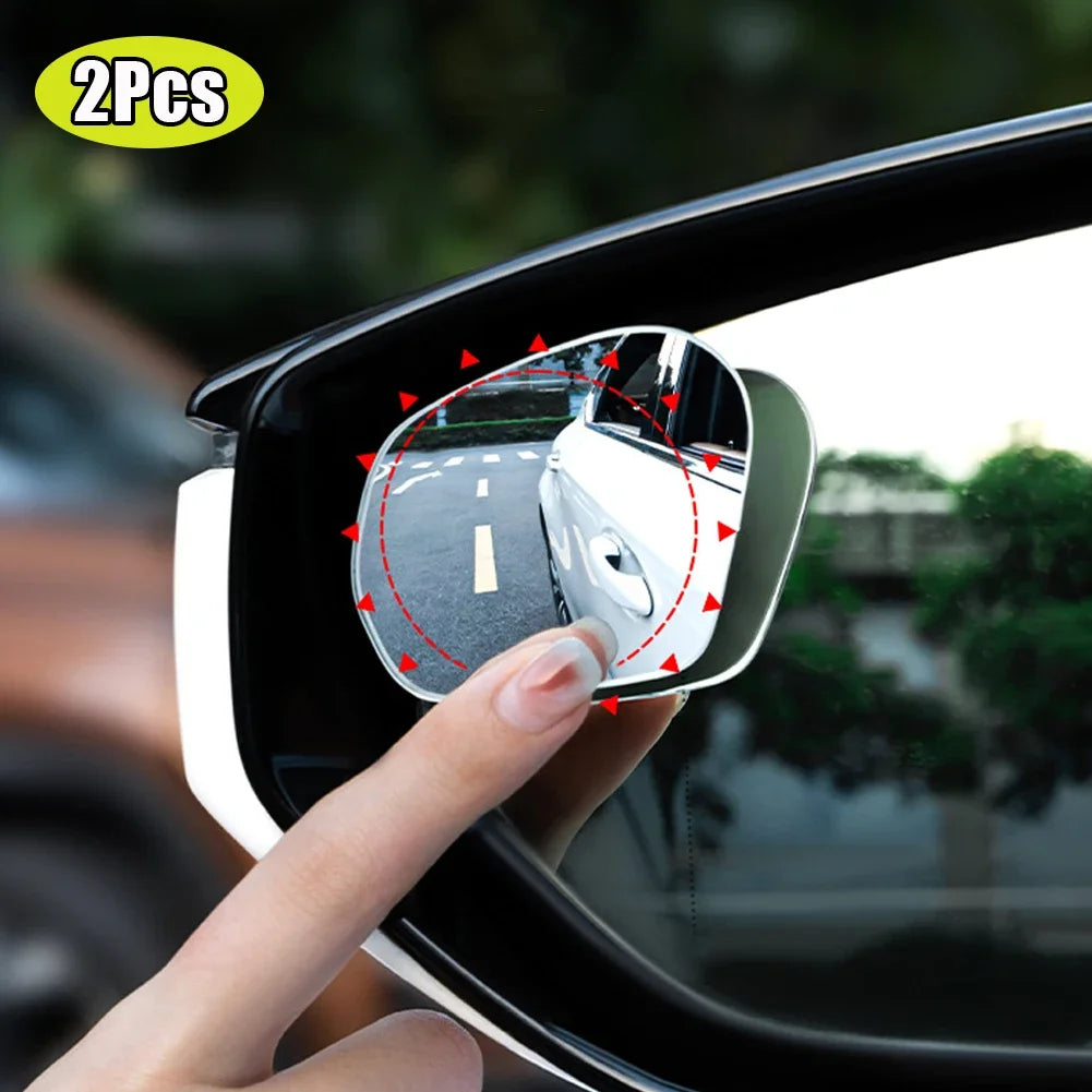 2PCS 360 Degree Adjustable Angle HD Glass Blind Spot Mirrors Car Rearview Mirrors Frameless Wide-angle Rearview Mirrors