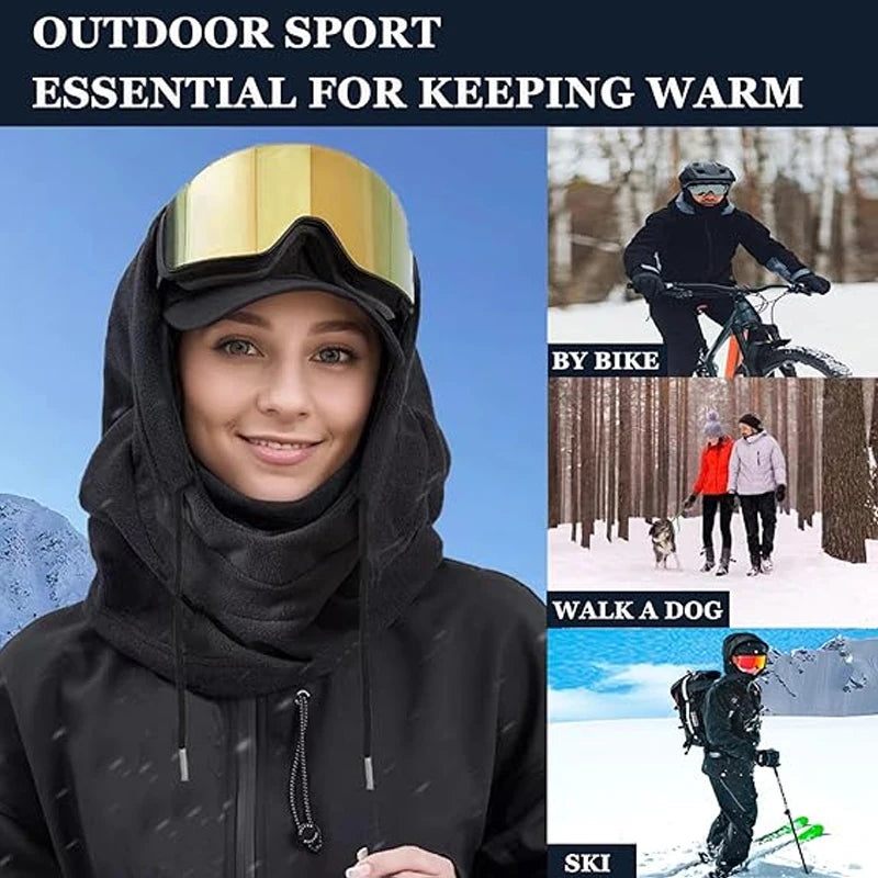 Knitted Hood Balaclava with Drawstring - Windproof Ski Mask - photo 2