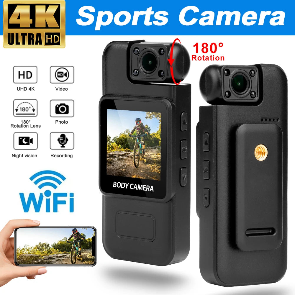 4K WiFi Body Camera — Night Vision Portable Sports Recorder