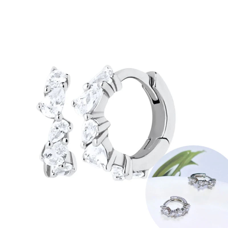 925 Sterling Silver Tassel Hoop Earrings for Women - White Zircon